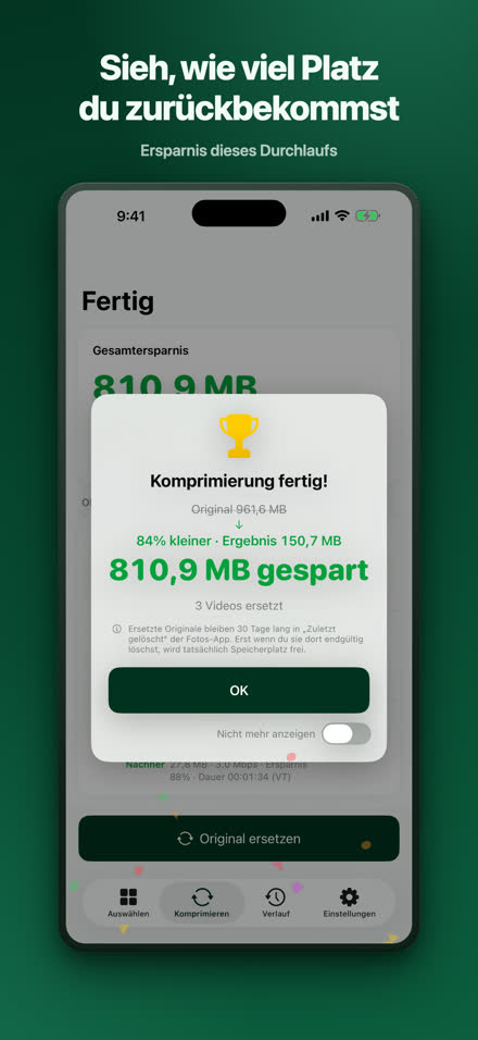 Sieh, wie viel Platz du zurückbekommst