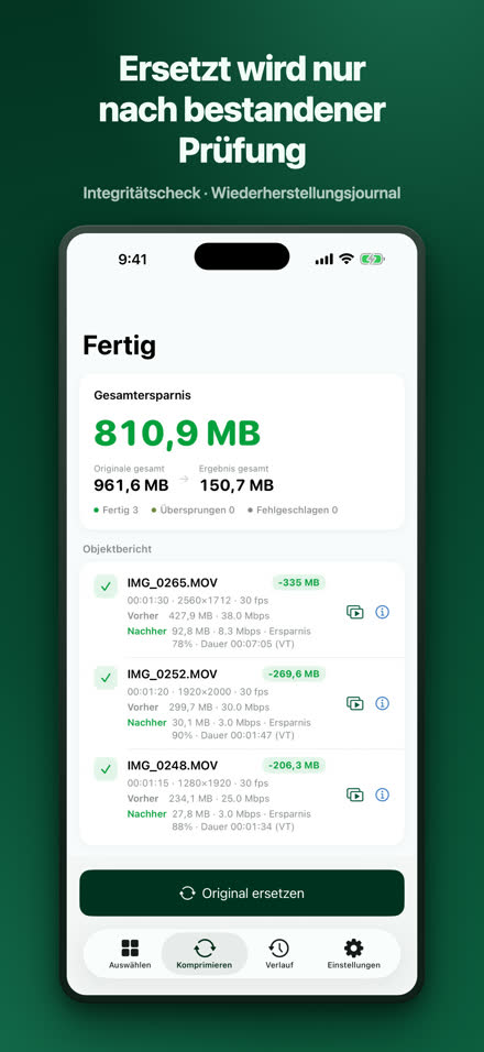 Ersetzt wird nur nach bestandener Prüfung